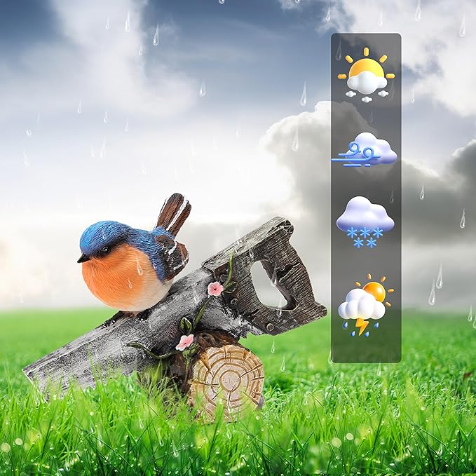 Bird Statue for Garden Decorations,Animal Blue Bird Figurines for Indoor Outdoor Backyard Yard Porch Patio Lawn Outside Home Shelf Decor,Garden Sculptures & Statues,Bird Lover