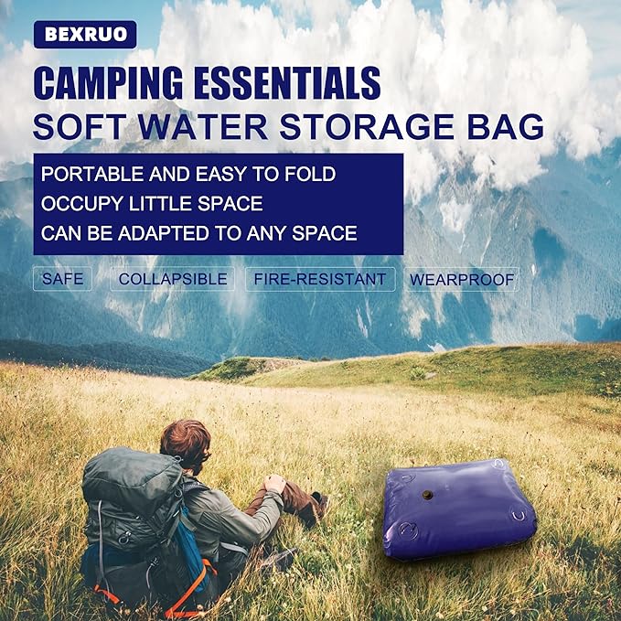 30Gal Portable Water Storage Bladder, Foldable Large Capacity Container Water Tank, Agricultural Irrigation, Camping, Firefighting, Outdoor Household Water