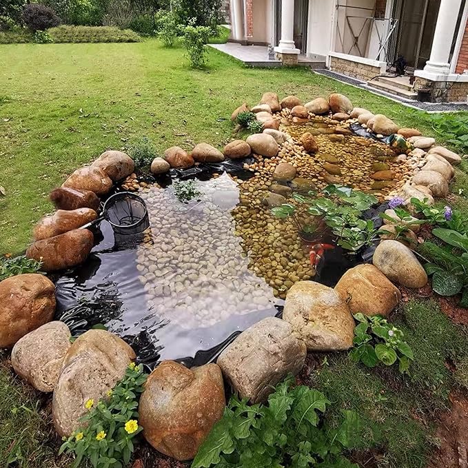 10 x 15 FT Pond Liner, 20 Mil Fish Pond HDPE Liner, Pond Liners for Outdoor Ponds, Koi Ponds, Garden Fountain, Waterfall
