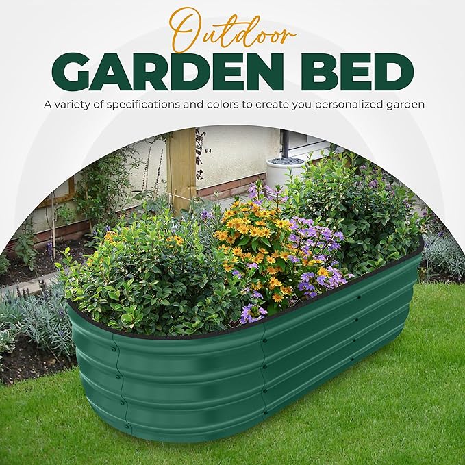 Utopia Home Galvanized Raised Garden Bed, 4 by 2 by 1 feet Lightweight Planter Boxes Outdoor with Easy Assembly, Large Garden Bed for Vegetables, Fruits, Flowers, Green