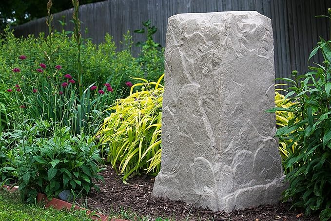 Emsco Group 2235 Natural Sandstone Appearance Utility Cover – Lightweight – Easy to Install Tall Monolith Landscape Rock