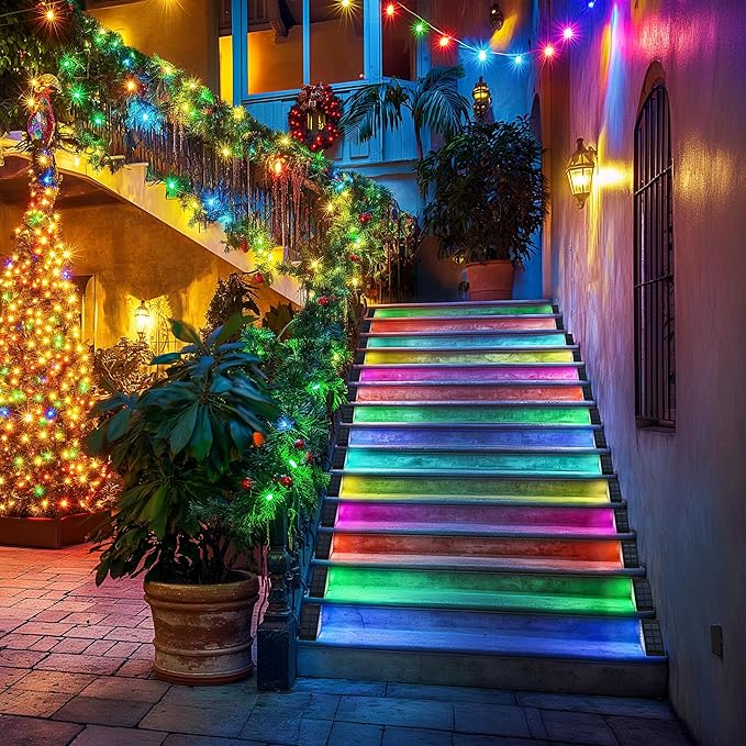 SOLPEX Solar Step Lights for Outside, 24 LEDs Solar Stair Lights Outdoor Waterproof Decor for Porch, Front Door, Stair, Step, Deck, Fence, Balcony, Patio, Wall, Yard, Garden(6 Pack,RGB)