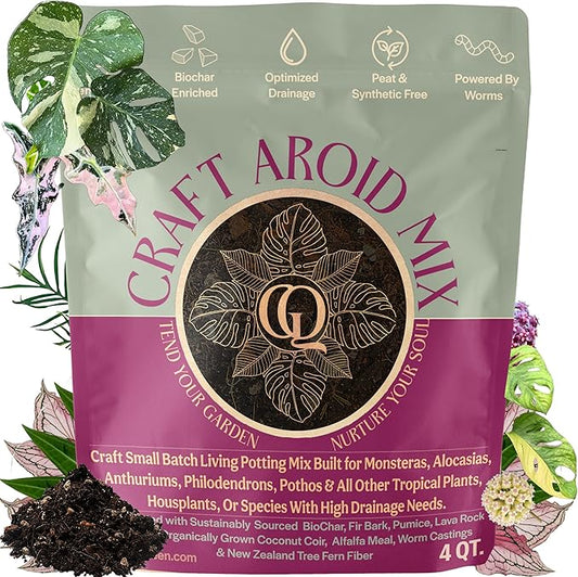 Craft Aroid Potting Mix- Elite Alocasia, Philodendron, Monstera Soil Mix, Chunky, Well Draining Potting Soil for Indoor Plants, All Tropical Plants & Houseplants, Synthetic & Peat Free 4QT