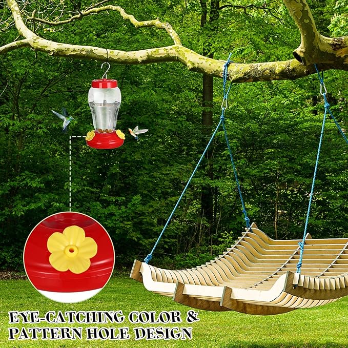 6 Pcs Hummingbird Feeder with Hanging Wires for Outdoor Hanging 16 oz Plastic Hummingbird Feeders Bird Feeder for Outside Wild Bird Feeder with 5 Feeding Ports for Home Garden Yard, Easy Filling