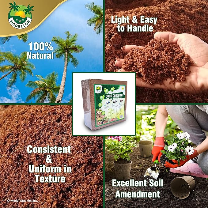 MODELLOR (10 lb) Premium Super Washed Coco Coir Brick, High Yield 18 to 20 gallons, Seed Starter, Organic, pH Balanced, Gardening, Indoor, Outdoor use