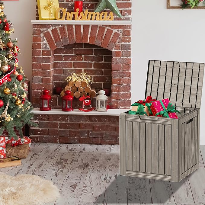 30 Gallon Waterproof Deck Boxes for Outdoor - Compact Resin Patio Storage Boxes, Pool Storage Bin with Lock for Cushions & Tools, UV-Resistant, Slate Grey