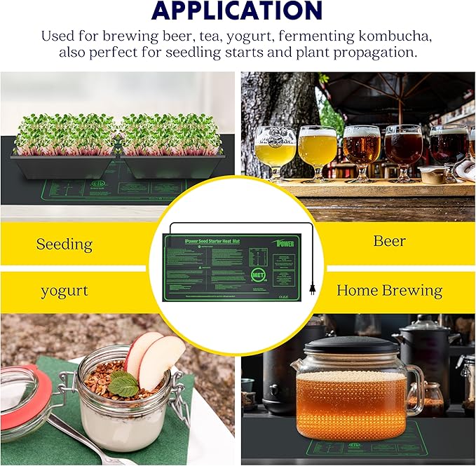 iPower Durable Seedling Heat Mat Warm 10" x 20" - 2 Pack Hydroponic Heating Pad Waterproof for Seed Starting Greenhouse and Germination