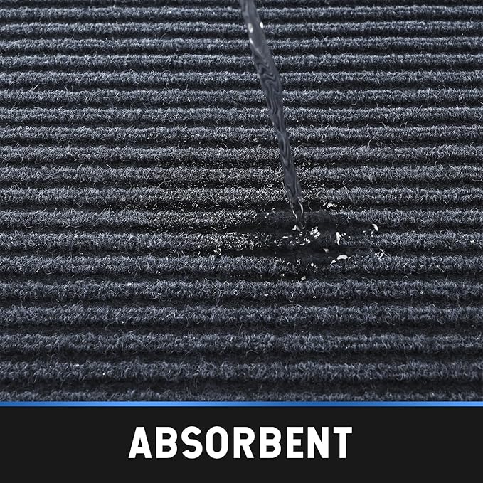 fani 2 PCS Heavy Duty Large Outdoor Indoor Entrance Doormat Grey Waterproof Low Profile Entrance Rug Front Door Mat Patio Anti-Skid Rubber Back, 35x60 inch (Grey)