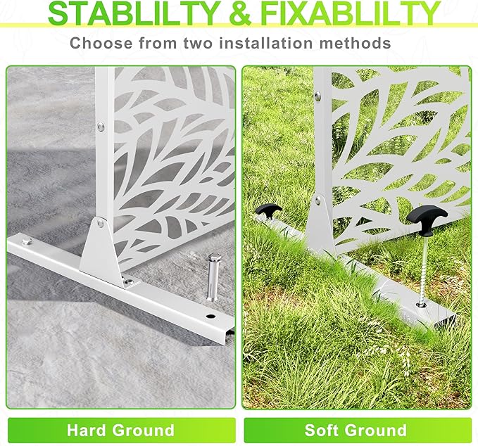 Outdoor Privacy Screen,72" H×47" W Metal Privacy Screen, Freestanding Privacy Fence Panels for Patio