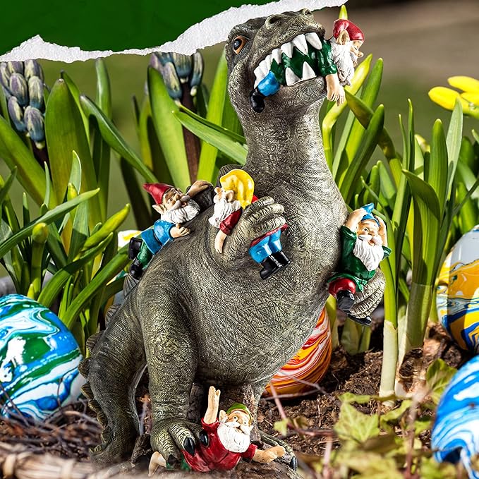 Dinosaur Gnomes Garden Statues Garden Decor Yard Decorations Outdoor, Patio, Yard, Lawn Ornaments Unique Housewarming Gifts for Women, Mom for Mothers Day