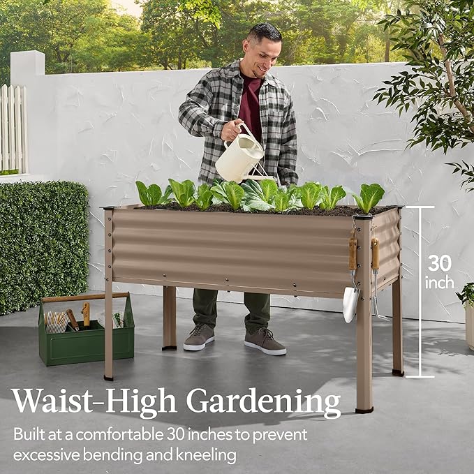 Best Choice Products 48x24x30in Galvanized Raised Garden Bed, Metal Elevated Planter Box, Vegetable Garden for Backyard, Patio, Balcony - Dark Green