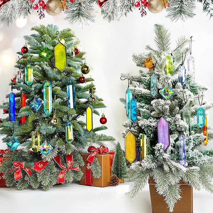 HDCRYSTALGIFTS Modern Grief Gift,Set 7 Clear Crystal Prisms Suncatchers Hanging Ornament,Rainbow Maker Sun Catchers for Windows, Balcony, Kitchen, Garden Decoration