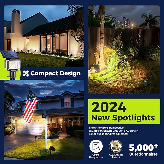 Solar Spot Lights Outdoor Waterproof for Flag, Tree, House, Garden, Yard, Landscape Spotlights for Accent Uplighting Halloween Christmas Decorations-1 Pack