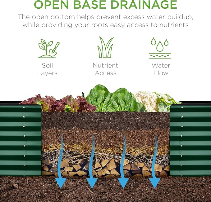Best Choice Products 8x2x2ft Outdoor Metal Raised Garden Bed, Rectangular Deep Root Planter Box for Vegetables, Flowers, Herbs, and Succulents w/ 239 Gallon Capacity - Dark Green