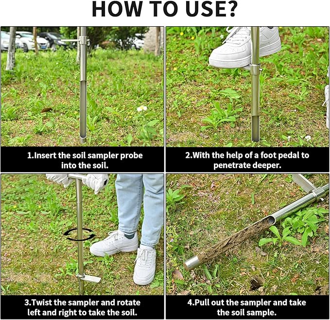 Soil Sample Probe, 36 Inch Soil Probe Rod, Ground Probe Rod, My Soil Test Kit, Stainless Steel Soil Sampler Tool for Soil Sampling, Gardening