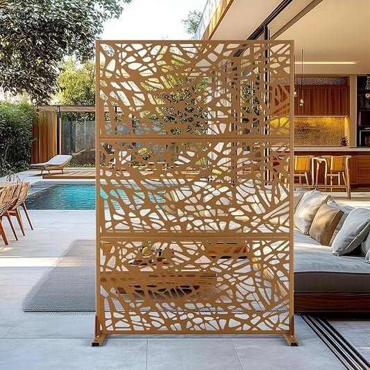 Outdoor Privacy Screen,72" H×47" W Metal Privacy Screen, Freestanding Privacy Fence Panels for Patio