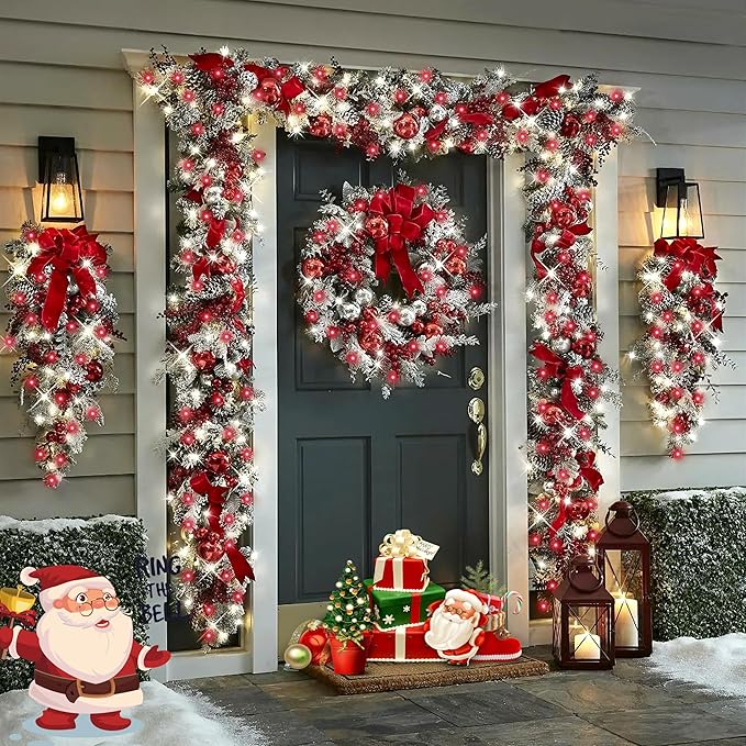 YEGUO Solar Fairy Lights Outdoor Waterproof, 4 Pack Each 33ft 100 LED String Lights, 8 Modes Silver Wire Solar Outdoor Lights (Red and White)