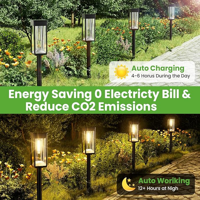 Solar Pathway Lights Outdoor, 2 Pack Solar Garden Lights Outside Pathway, Landscape Path Lights for Patio Lawn Path Walkway Decor