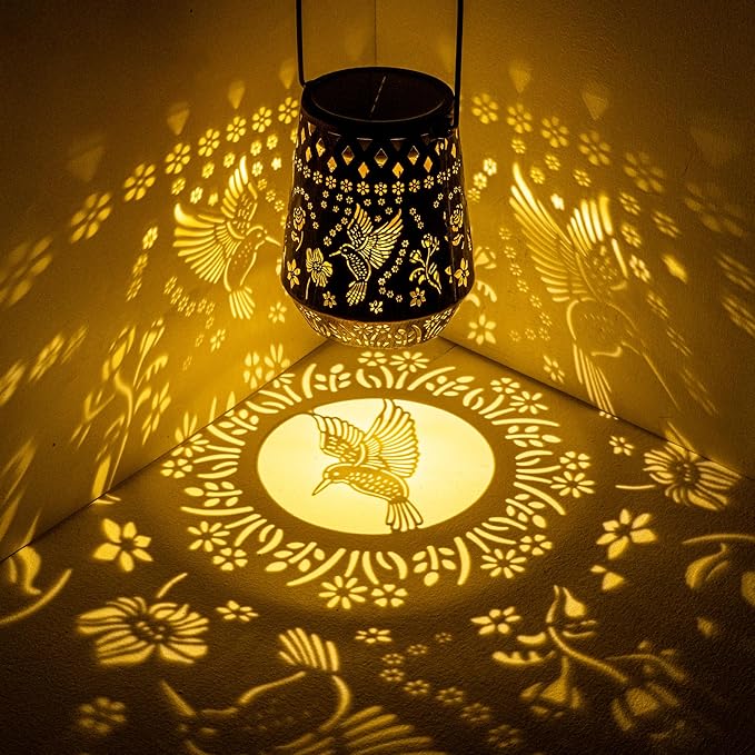 Solar Lanterns Outdoor Decor Waterproof,Hummingbird Hanging Gifts for Women, Mom, Solar Garden Lights Metal Decoration for Outside,Yard, Patio,Garden,Porch,Pool