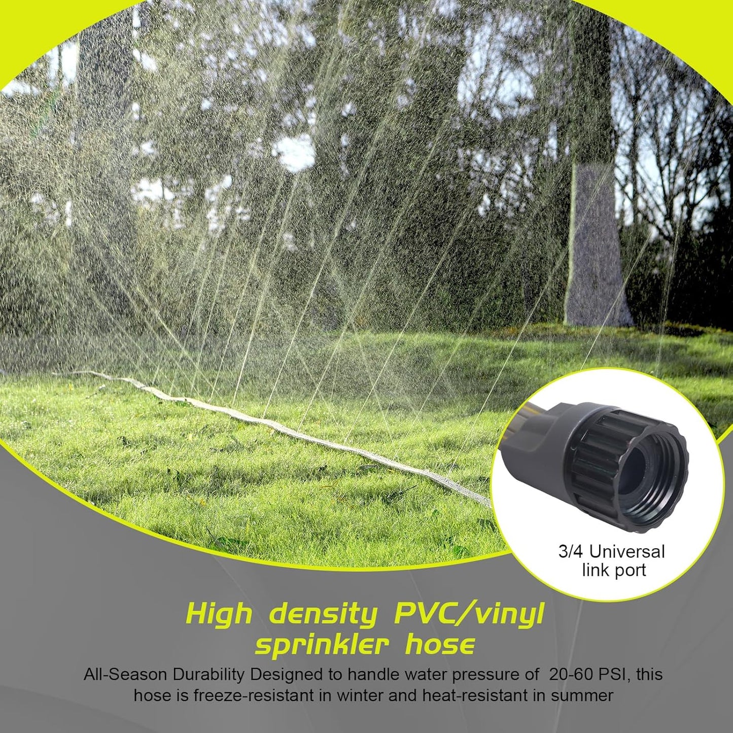 Hopegiver Sprinkler Soaker Hose 50 ft 2-Pack Yard Sprinkler Hose 100 ft for Lawn Water Saving with Stakes, Drip Irrigation Hoses Garden Watering System(Grey,50 ft 2-Pack)