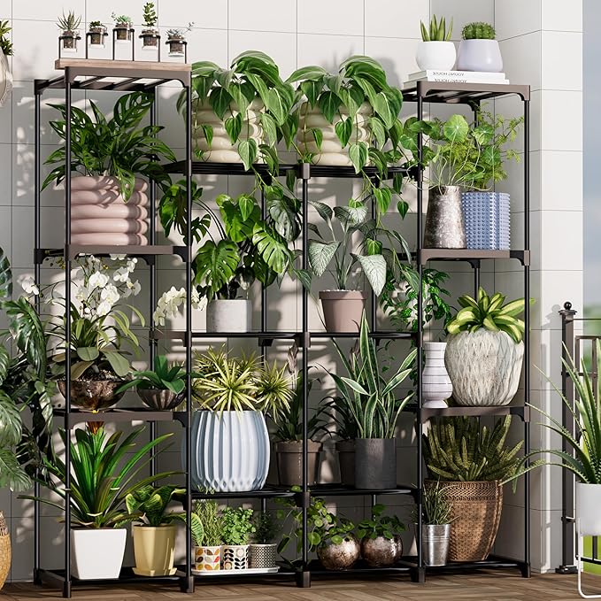 Metal Plant Stand Indoor Outdoor Plant Shelf Stand, 4 Tiers 16 Pots Potted Flower Plant Stands for Indoor Plants Multiple, Plant Shelves Stands Rack for Patio, Balcony, Living Room
