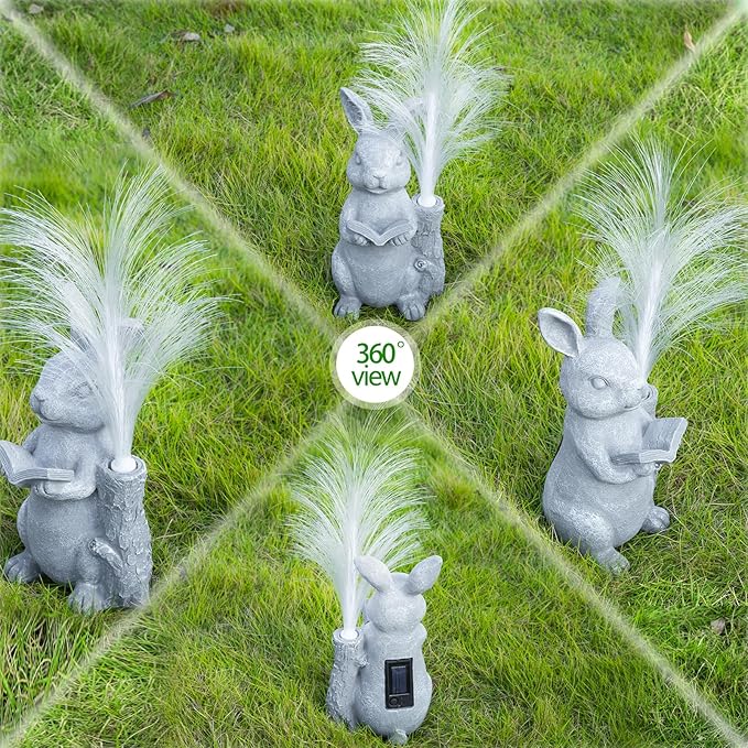 Solar Rabbit Garden Statue with Color-Changing LED Lights – Bunny Figurine for Outdoor Patio, Lawn, Yard & Balcony Decor, Perfect Gardening, Housewarming & Birthday Gifts for Women, Mom & Grandma
