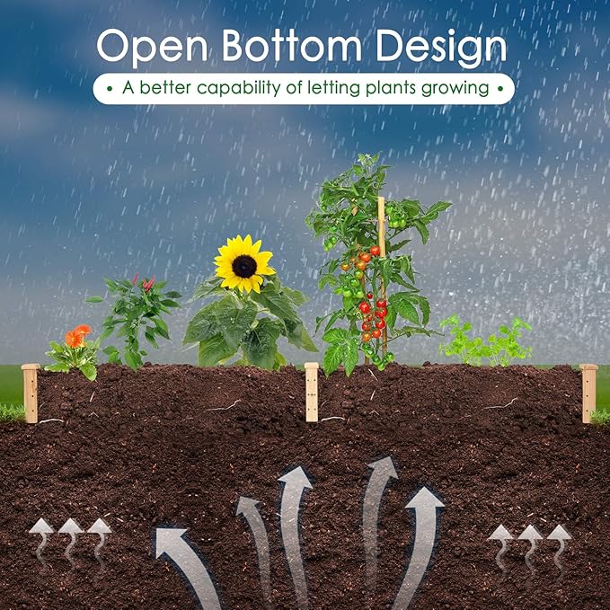 Giantex Raised Garden Bed Planter, Wooden Elevated Vegetable Planter Kit Box Grow for Patio Deck Balcony Outdoor Gardening, Natural