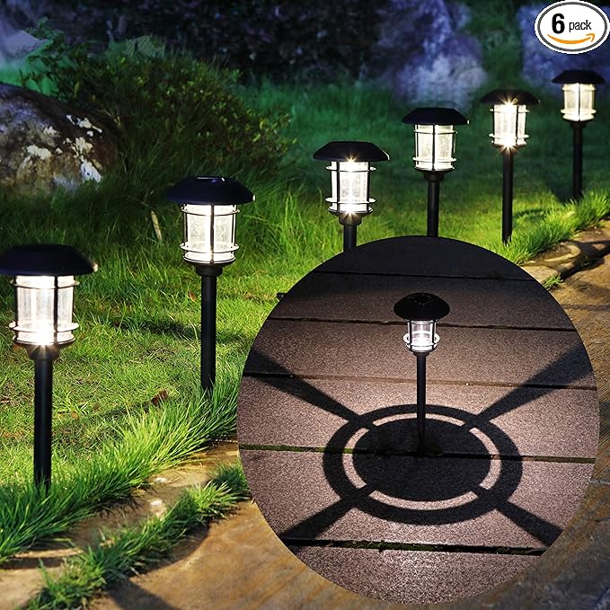 MAGGIFT Solar Powered Pathway Lights - 6 Pack, Waterproof, Warm White for Lawn, Patio, Yard, Walkway, Deck, Driveway