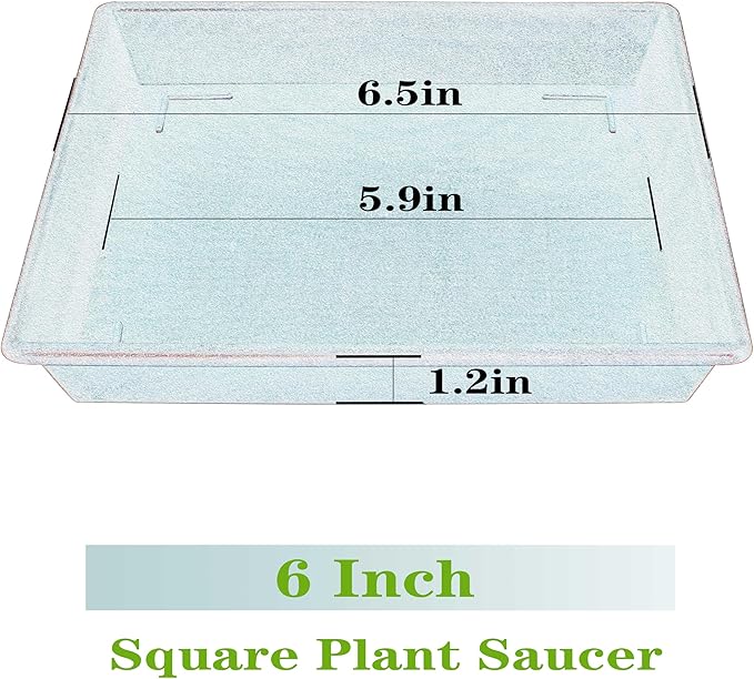 Square Plant Saucer 6 Inch 5 Pack6 8 12 14 16 18 20 Plant Trays for Pots Heavy Duty Plastic Plant Saucers for Indoors Outdoors, Flower Pot No Holes Plant Drip Trays