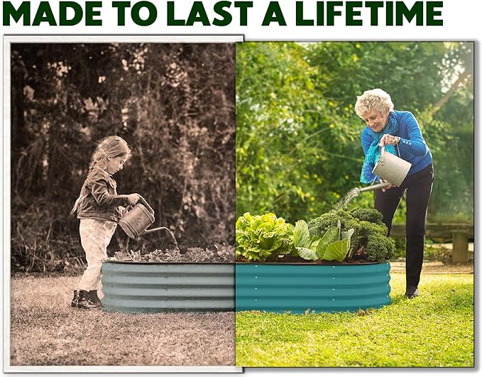 Galvanized Raised Garden Beds Outdoor // 4×2×1 ft (2-Pack) Planter Raised Beds for Gardening, Vegetables, Flowers (Turquoise) // Large Metal Garden Box