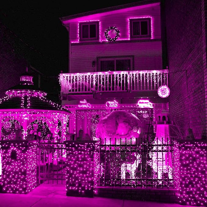 weillsnow Pink Halloween Lights Outdoor, 164 FT 500 LED String Lights Plug in, 8 Modes Waterproof Fairy Lights for Valentines Day, Halloween, Party, Wedding, Bedroom, Garden Decorations