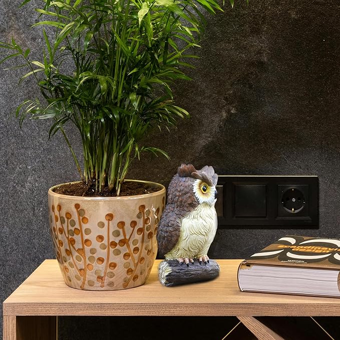 Outdoor Resin Owl Garden Statues, Figurine Sculpture-Owl Perched on Branch, Owl Decoration for Porch, Patio, Lawn, Yard, Whimsical Owl Table Bookshelf Ornament Accessories, Garden
