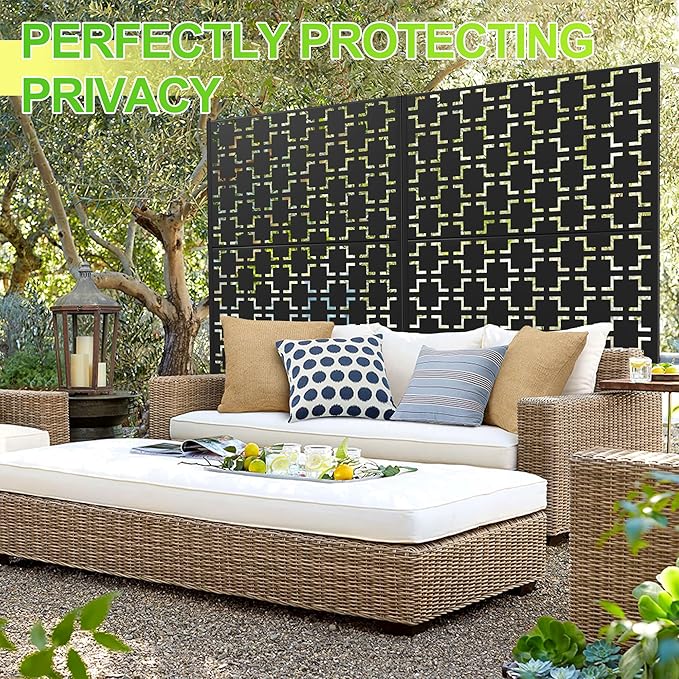 Outdoor Privacy Screen,72" H×47" W Metal Privacy Screen, Freestanding Privacy Fence Panels for Patio