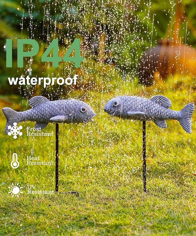 Outdoor Koi Fish Statues 2Pack: Garden Sculpture Ornaments Pond Decor for Yard Lawn Patio Porch Outside Decorative Gifts for Grandma Women Mom