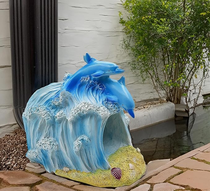 Dolphin Statue 3"x4" Gutter Downspout Extension Decor, Whimsical Garden Rain Diverter, Outdoor Decor Sculpture Ornament, Gutter Extender Diverter, Splash Blocks for Gutters Downspouts