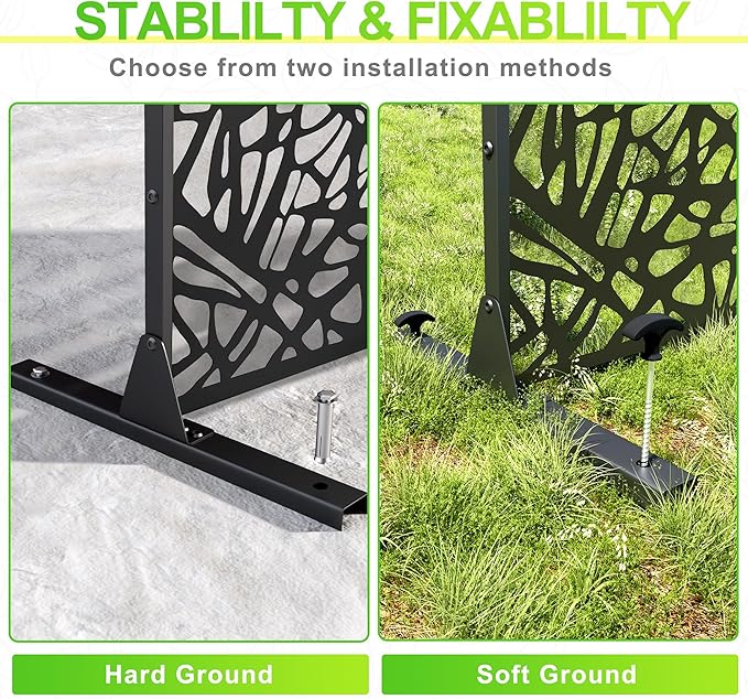 Outdoor Privacy Screen,72" H×47" W Metal Privacy Screen, Freestanding Privacy Fence Panels for Patio