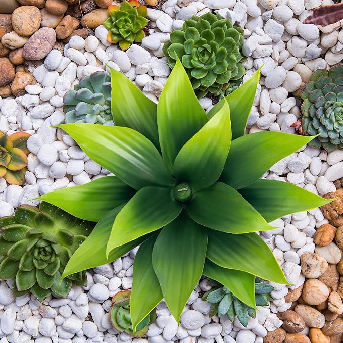 Fake Plants Artificial Agave Plants,Large UV Resistant Fake Agave Planters for Indoor and Outdoor Decorating Tropical Plant Succulents Greenery Indoor Decor((2Pack Light Green) 13.8"