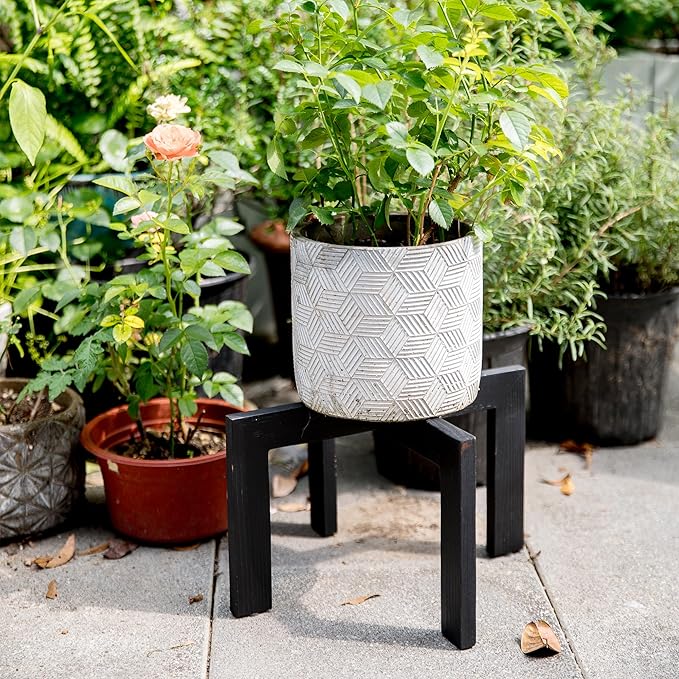 HPC DECOR 2 Pack Wood Plant Stand-Mid Century Modern Planter Stands-Wooden Flower Pot Stands Riser,Low Short Plant Stands Indoor-Modern Minimalist Wooden Stool for Plant Pot Holder, Fit 5-15 Inch Pot.