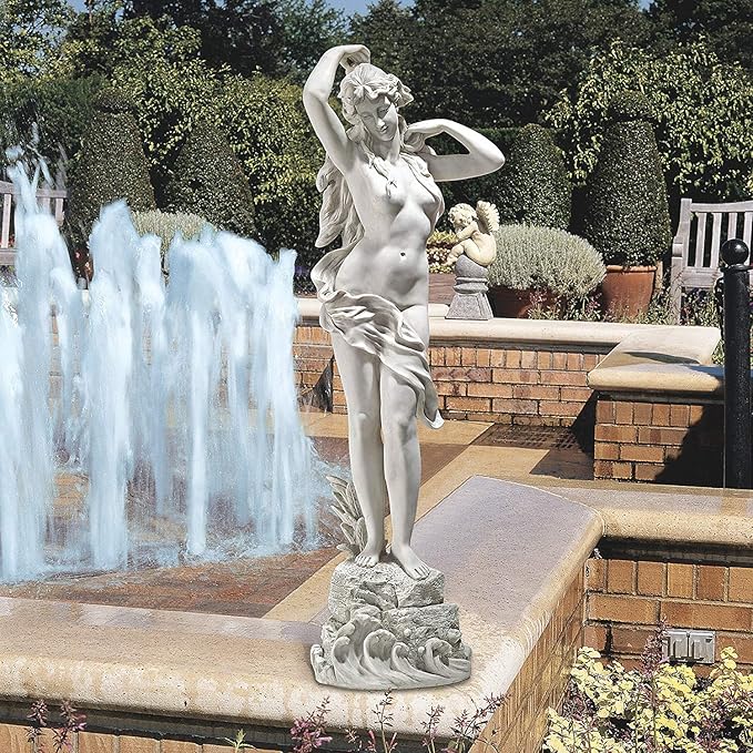 Design Toscano Spring Awakening Classic Woman Garden Statue, 14 inches wide, 40 inches tall, Cast Stone Resin, Antique Stone Finish