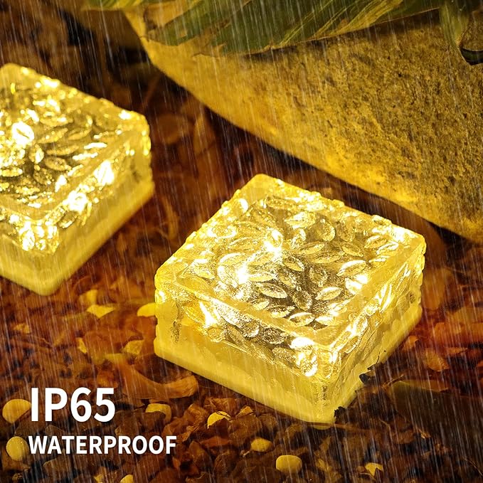 Solar Brick Lights, Outdoor Solar Lights, 4.3 * 4.3in Solar Lights 3 Pieces, Fairy Lights, Solar Brick Landscape Path Light for Garden Decor Outside,Walkway, Patio Decor