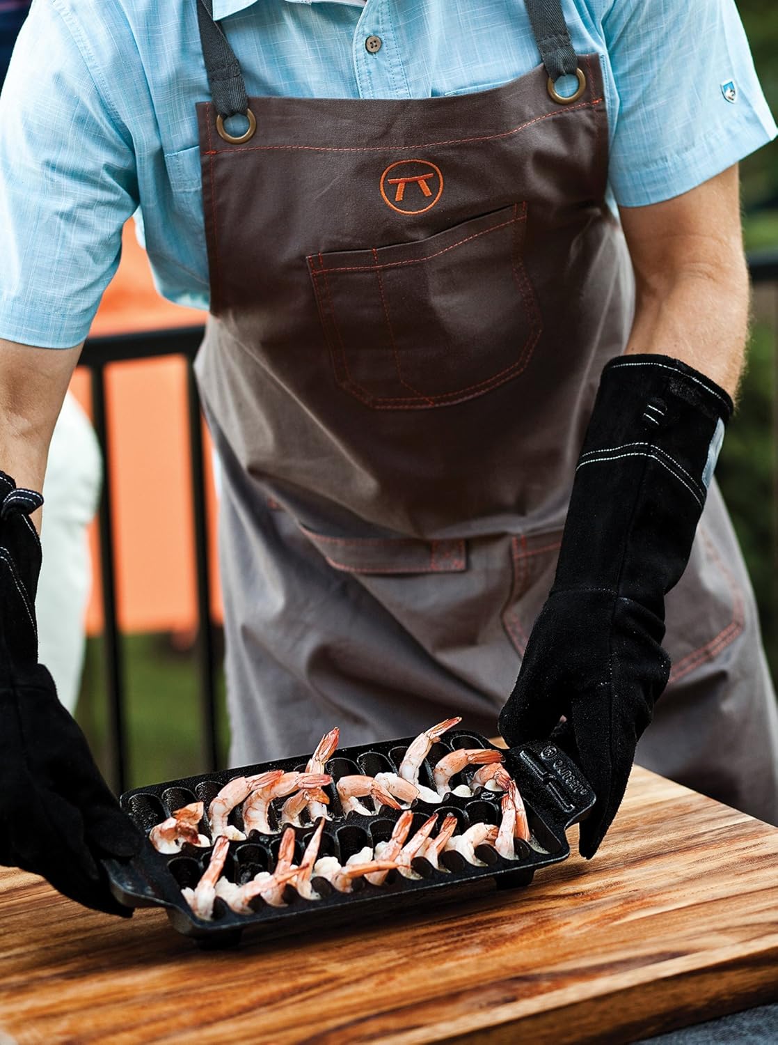 Outset 76604 Leather One-Size Grill Gloves, 15 inch, Black