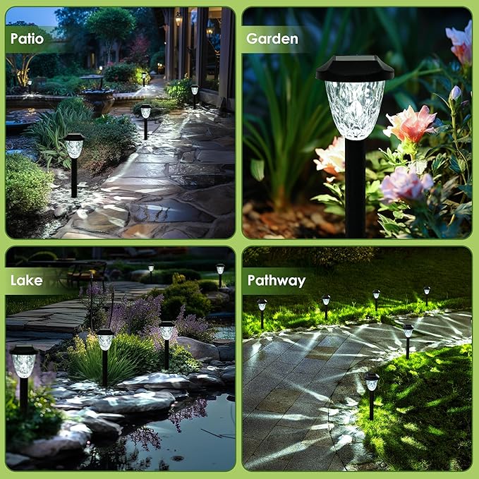 Solar Outdoor Lights Waterproof,Solar Pathway Lights Outdoor with Great Pattern, Auto On/Off Garden Decor for Outside Garden Walkway Driveway Pathway(8 Pack)