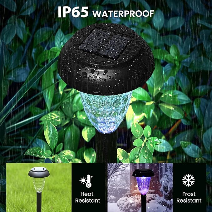 Garden Decor Solar Lights Outdoor Waterproof Outdoor Decor Solar Pathway Lights Color Changing Light for Patio Driveway Walkway Yard Backyard Lawn Landscape Decor (16 Pack)