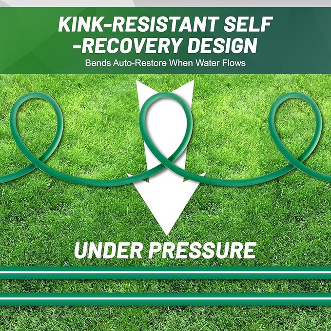 Heavy Duty Garden Hose 50 ft – Outdoor Hybird Water Hose with Solid Fitting - Flexible, Kinkless, Lightweight Garden Hose for Lawn Watering, Car Washing - Burst 500 Psi (50 ft)