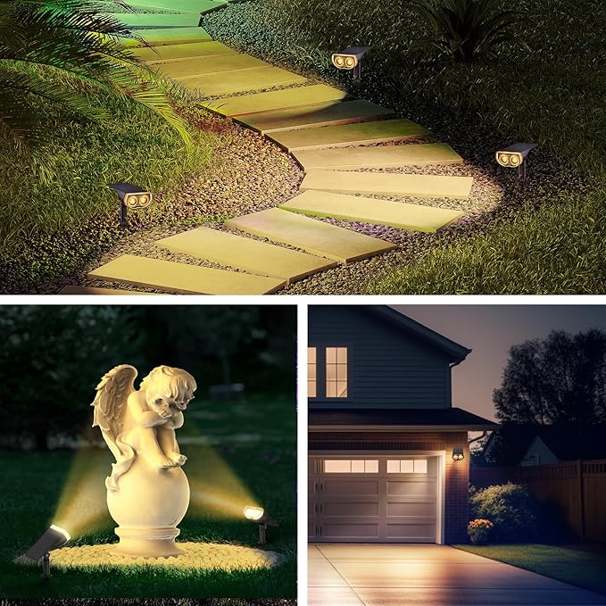 Consciot Solar Spotlights Outdoor, IP67 Waterproof 2-in-1 Solar Spot Lights, Durable Christmas Decorations Lights for Garden Yard Pathway Driveway Porch Walkway, Auto On/Off, 6 Pack(Warm White)