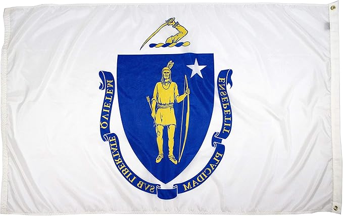 FlagSource Massachusetts Nylon State Flag, Made in the USA, 4x6'