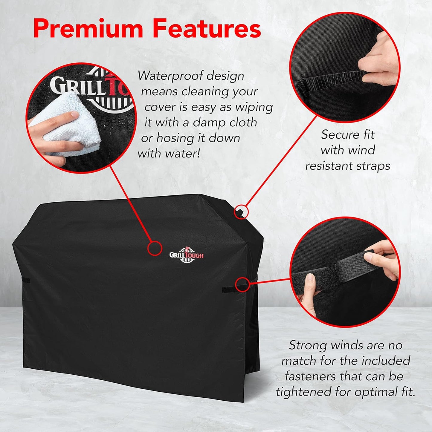 Heavy Duty BBQ Grill Cover for Outdoor Grill, 30 Inch – Waterproof, Weather Resistant, UV & Fade Resistant with Adjustable Straps – Gas Grill Cover for Weber, Genesis, Charbroil, etc. Black