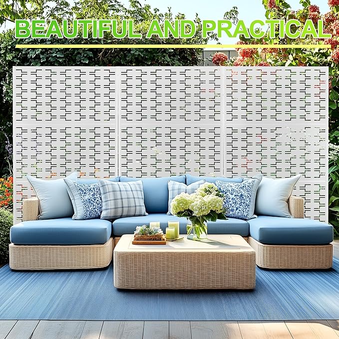 Outdoor Privacy Screen,72" H×47" W Metal Privacy Screen, Freestanding Privacy Fence Panels for Patio