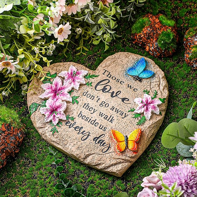 Jetec Memorial Garden Stone Sympathy Gift Decor Those We Love Don't Go Away Memorial Bereavement in Memory of Loss of Loved One Condolence Gifts for Outdoors(10 Inch)