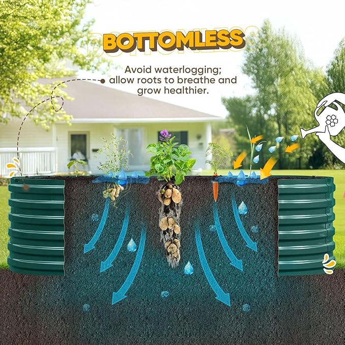 KING BIRD Raised Garden Bed Kit 2025 Upgraded Quick-Setup Galvanized Planter Garden Box Outdoor for Gardening, Vegetables, Flowers, 94x36x23 in, Green